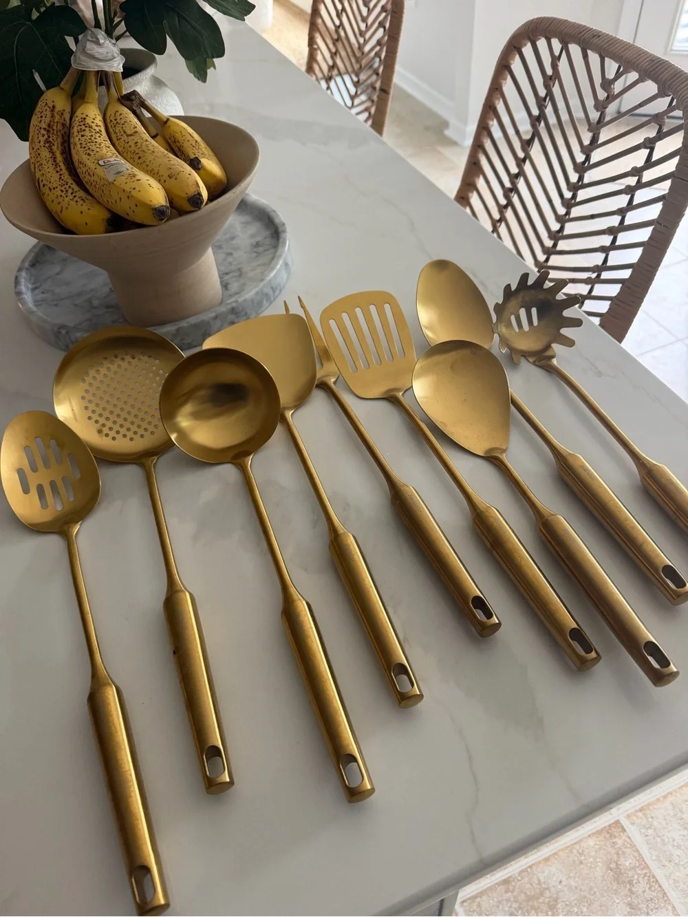 Gold Stainless Steel Kitchen Utensil Set - Elegant Cooking Tools